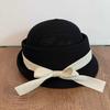 Bowknot Hepburn Style Formal Hat Knitted Fisherman Hat Fashion Bow Topper Hat  Streetwear