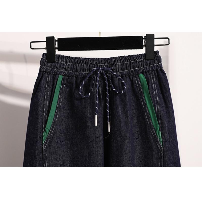 DIMANAF 2025 Plus Size Spring Jeans Long Harem Pants Elastic Women Casual Trousers Basic Loose High Waist