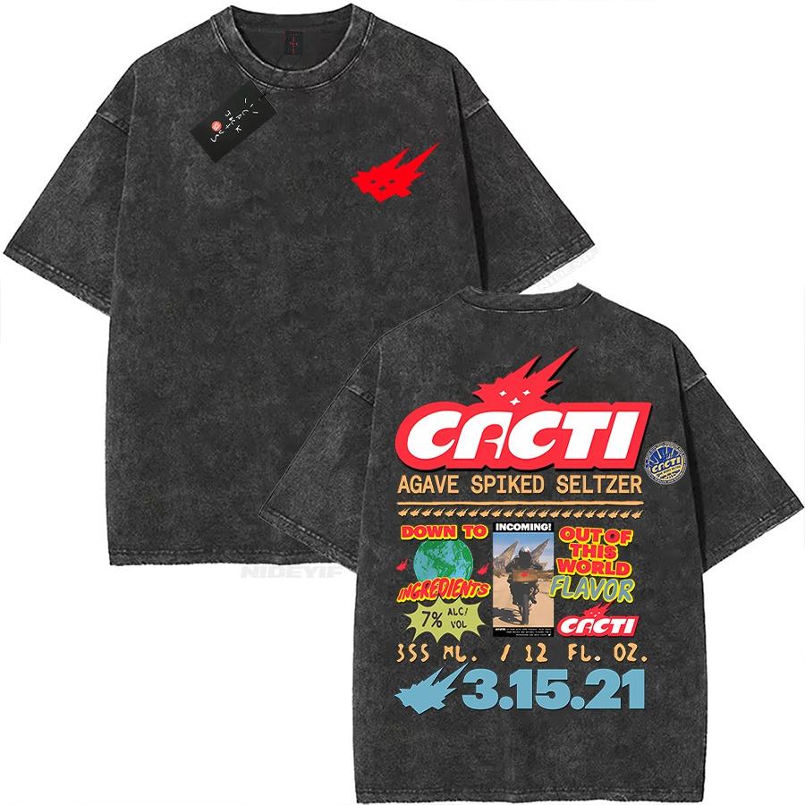2026 Hot Sale Cotton Oversized T Shirt for Men Women HipHop Washed T Shirts Cactus Jack Short Sleeve Gift Tops Look Mom I Can Fly Short Sleeve Tee Top