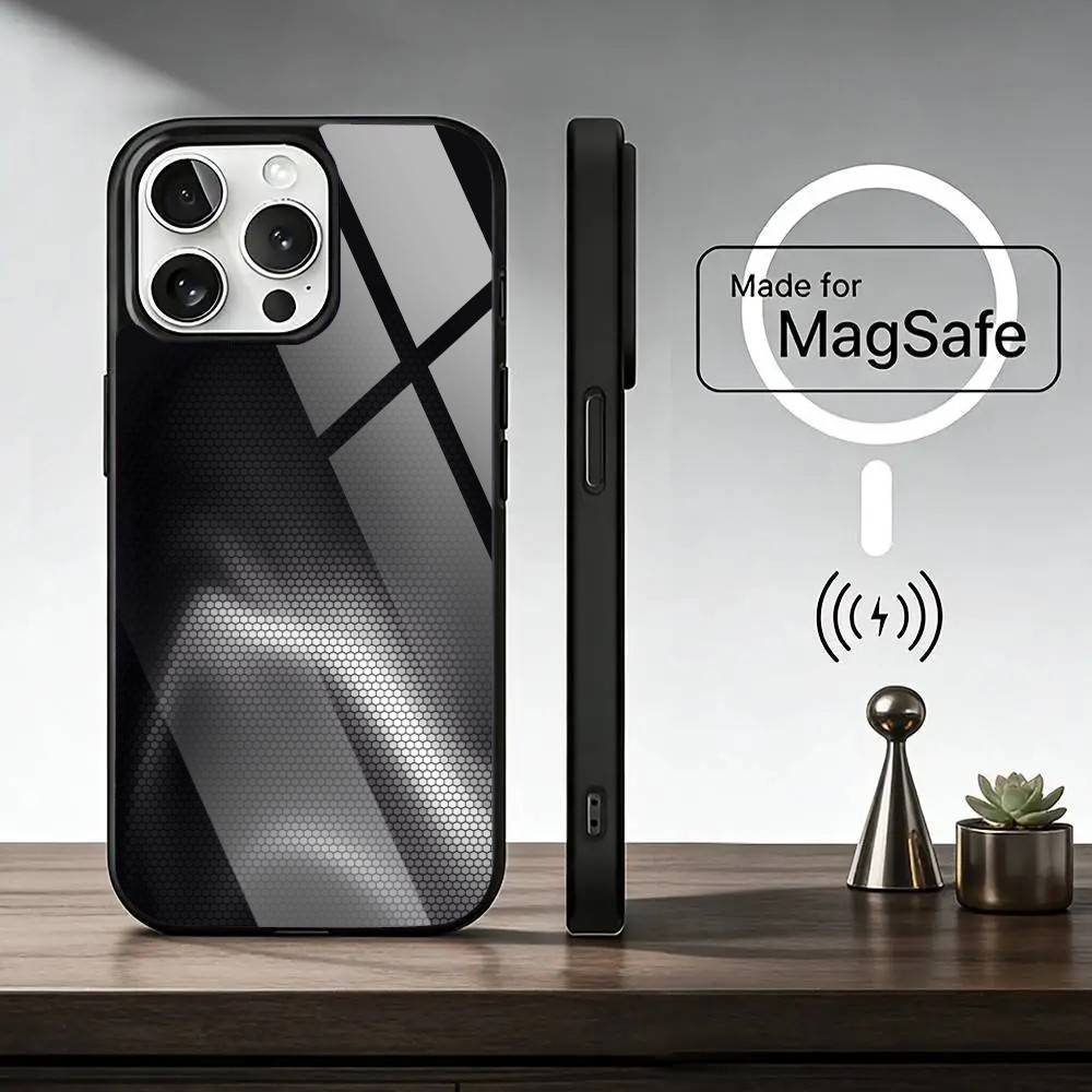 C-Carbon Fiber Pattern Painting   Phone Case For iPhone17,16,15,14,13,12,11 Plus,Pro Magnetic with Magsafe Wireless Charging