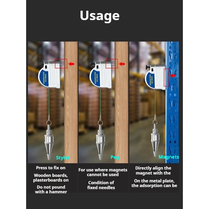 Magnetic Wire Pendant 6m Automatic Take-up Lifting Hammer Construction Tools Pendant Measuring Tools