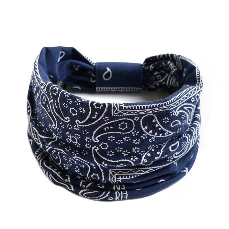Summer Bohemian Bandanas Elastic Hair Bands Yoga Exercise Cotton Headband Women Headwear Print Vintage Cross Unisex Scrunchies