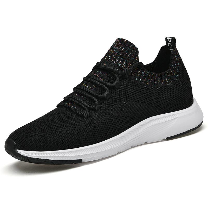 Summer Men s 7cm Height Boost Fly Knit Mesh White Sports Shoes 40