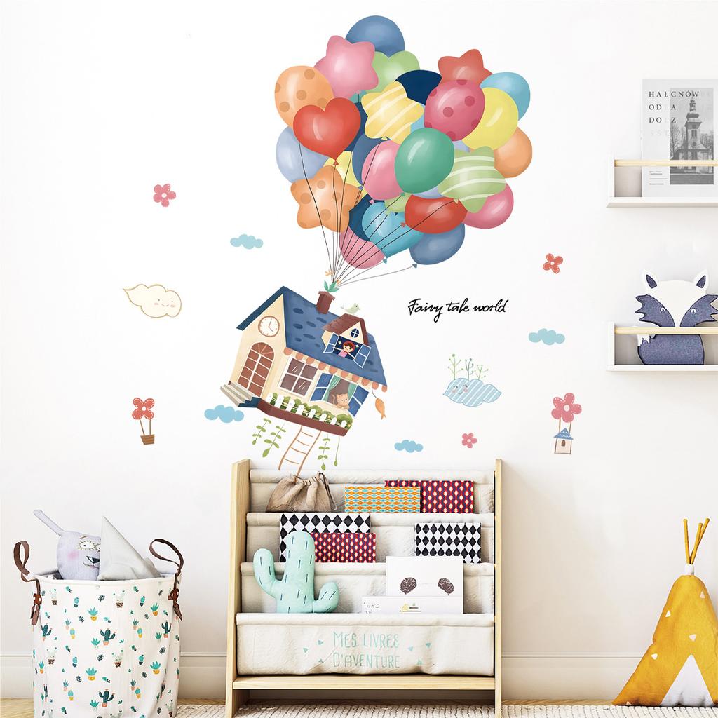 Cartoon Animal Wall Sticker Music Party Plane Balloon Decor Kids Room Nursery Vinyl Removable Decals