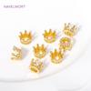 18K Gold Plated Brass With Zircon Crown Shape Spacer Beads Separators For Jewelry Making DIY Bracelet Beading Accessories