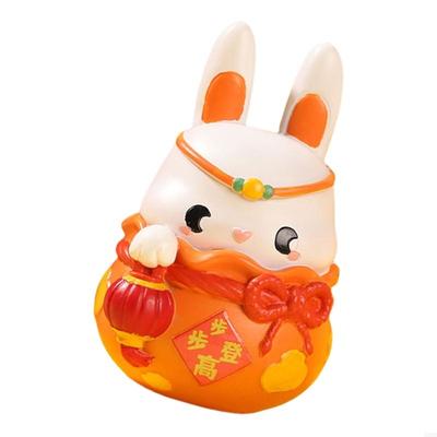 62KD MidAutumn Festival Resins Bunnies Rabbit Figurines for Craft and Desk Ornament