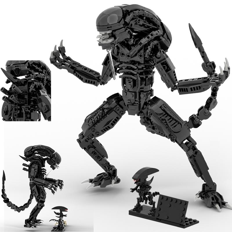 Interesting Toys New Moc Aliens Drooling Monster Building Blocks Xenomorph Action Figure Toys Parasitoid Diy Bricks Gifts For For Adult
