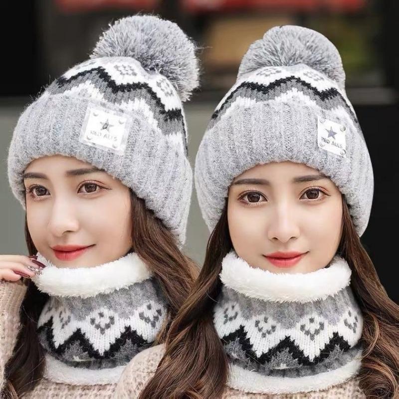 Hat autumn and winter women's fleece thickened ear protector wool hat women's cycling cold winter knitted hat warm hat