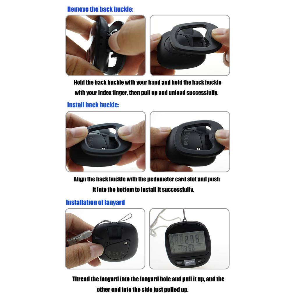 3D Pedometer Accurate Step Counter with Clip Large Display Accurate Pedometers for Steps Mile Step Tracker for Walking