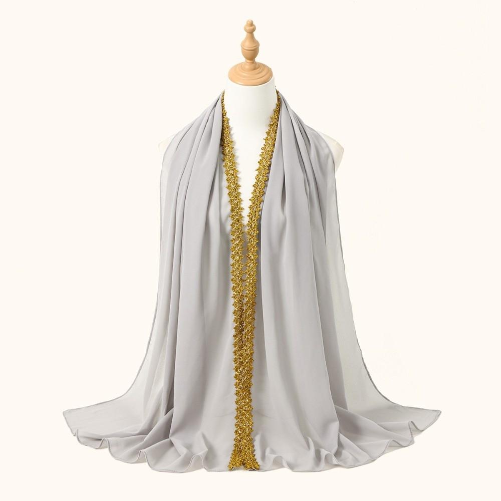 Golden Wave Modest Covering Scarf Chiffon Material Shawl Wrap New Eid al-Fitr Hijab  Arab Style