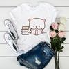 Newly women tshirt cartoon funny cute peach cat print t shirt femme Harajuku kawaii summer tops tee shirt femme tumblr clothes