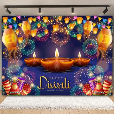Indian Traditional Backdrop Photo Festival Party Candle Fireworks Mural Hindu Indian Wedding Holi Flower Anniversary Background