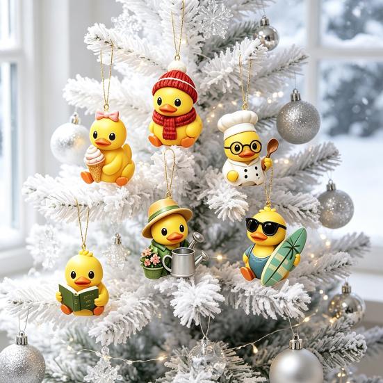 Cute Duck Toy Advent Calendar Calendar, 24-Day Christmas Countdown Box with Acrylic Ornaments for Tree Toy, Hanging Decor, Holiday Gift Lovers Festive