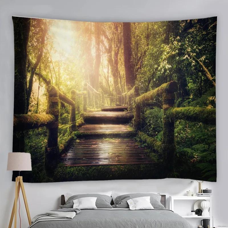 

Гостиная Спальня Гобелен Психоделический Лесной Узор Модный Домашний Декор Гобелен 100x75cm