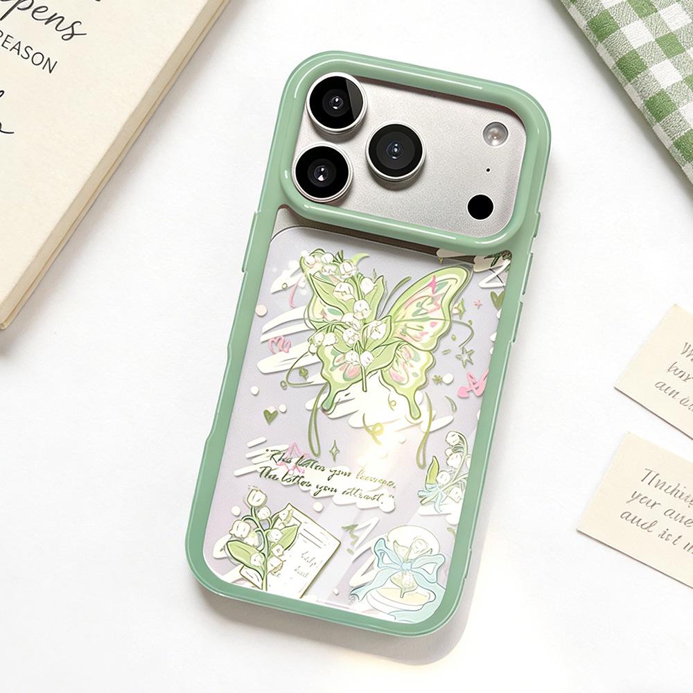 

Green Orchid Butterfly iPhone 17 Pro Case: Drop-proof, Transparent, Spring Style for Models 14-16. iPhone 17 Pro Max