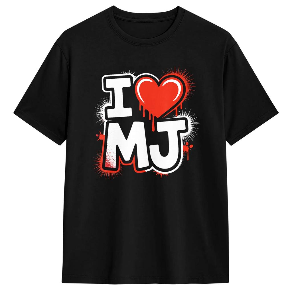 Retro I Love MJ TShirt Summer Cotton TShirts For Unisex Pattern Tee Shirt Short Sleeve Streetwear Clothes