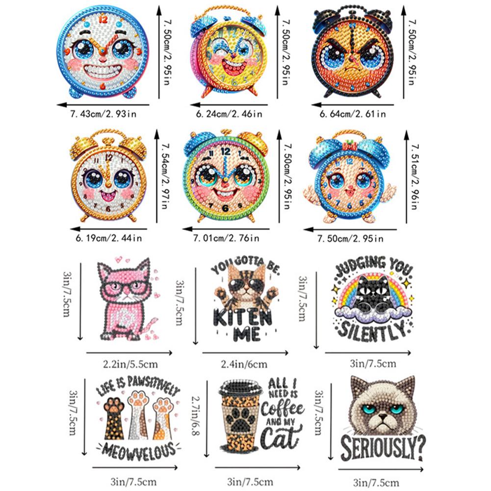 12PCS 2D Flat DIY Diamond Painting Refrigerator Magnet Round Diamond Crystal Refrigerator Magnet Diamond Art Kits for Home Decor