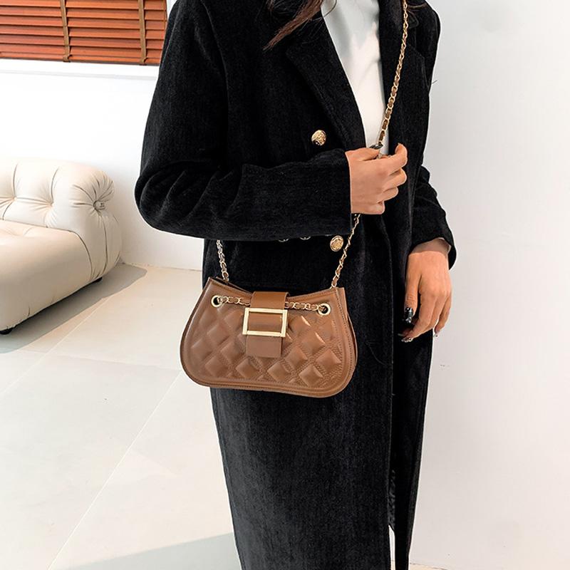 Fashion Plaid Designer Handbags Chain Belt Shoulder Bag Casual Versatile Lock Crossbody Bags For Women Premium