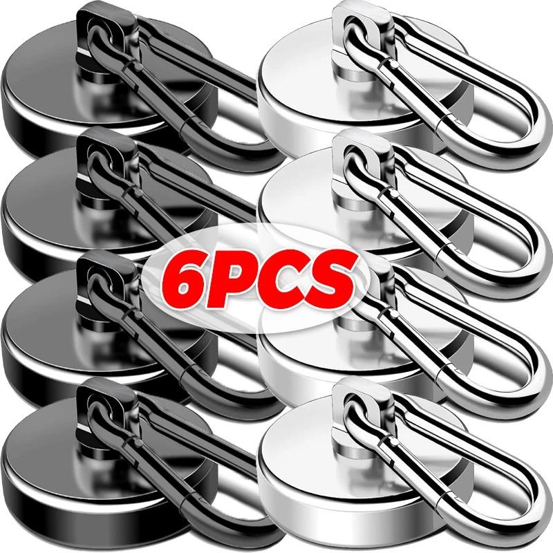 Black Silver Magnetic Carabiner Hooks 360°Rotating Heavy Duty Strong Magnet Hook Kitchen Bathroom Hanging Hangers Organizer Tool