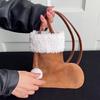 Portable Simple Style Suede Crossbody Bag Fluffy Lightweight Lamb Shoulder Bag Travel Christmas Sock Bag Women