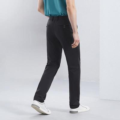 Qipai Men's Silk Blend High-Elastic Business Casual Straight Pants