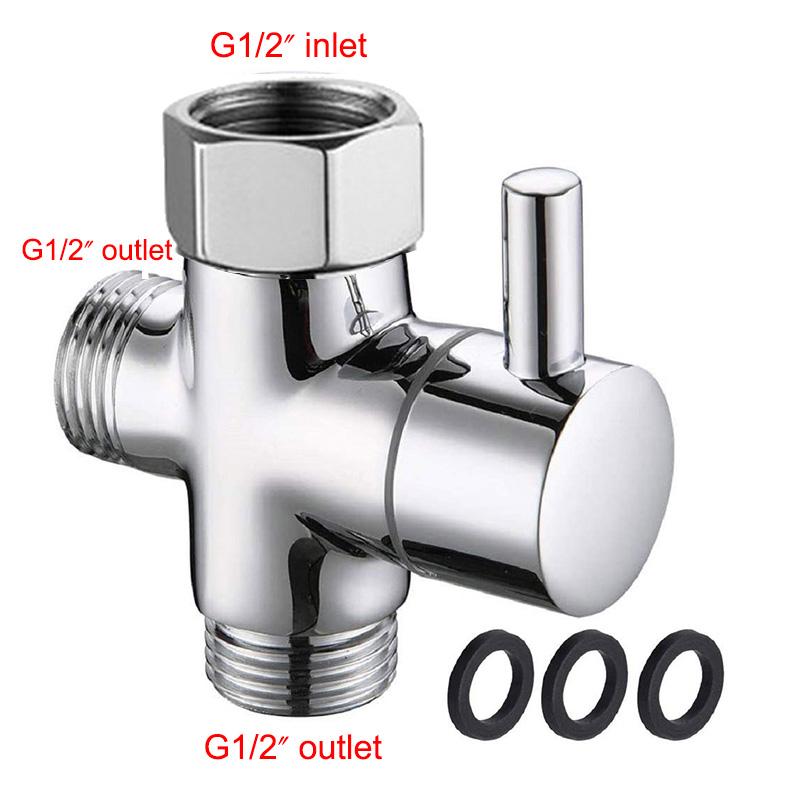 1/2 Brass T-Adapter Bidet Adapter for Bidet Sprayer Toilet with Shut Off Valve Finish Hand Held Bidet Attachment