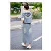 Fashion Embroidery Denim Skirt Set Women Summer Hooded Two Piece Outfit Chinese Style Vintage Youthful