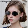 Rimless Small Polygon Sunglasses Women  Luxury Brand Trendy Frameless Hexagon Sunglass For Ladies Fashion Metal Frame Shades