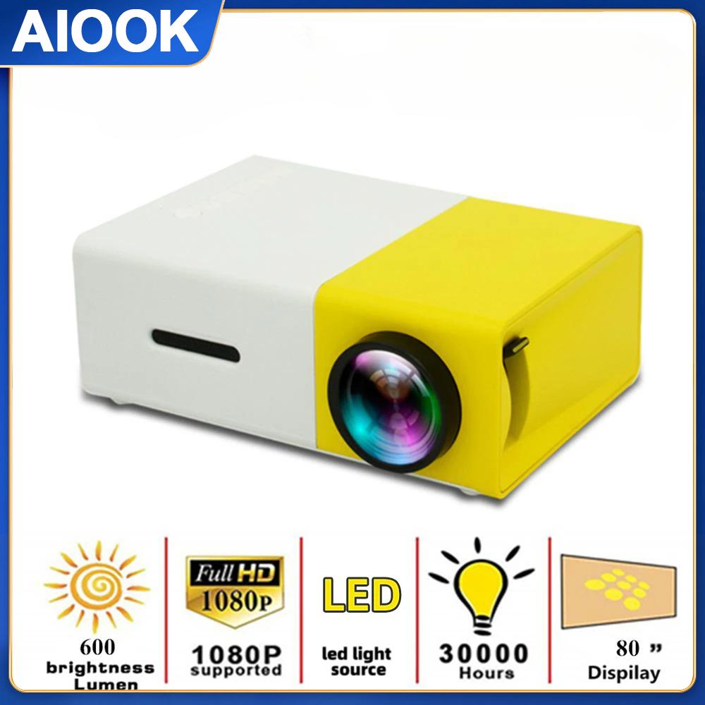 

Портативный проектор AIOOK, светодиодный проектор высокой четкости 1080P, мультиинтерфейсный домашний развлекательный медиаплеер, USB мини-проектор