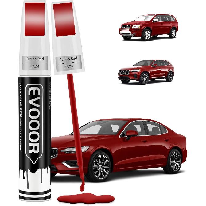 

Crystal White(707) Touch Up Paint Compatible with Volvo Exact Match 2 in 1 Touch up Paint for Chips and Nicks Repair with 2pcs Disposable Micro Fusion Red(725)