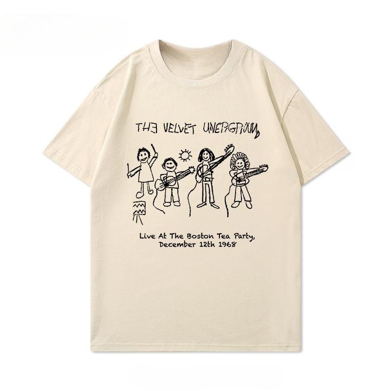 The Velvet Underground Velvet Band Black Large Size Men's and Women's T-Shirt Cotton Printed Men's and Women's Summer Clothing