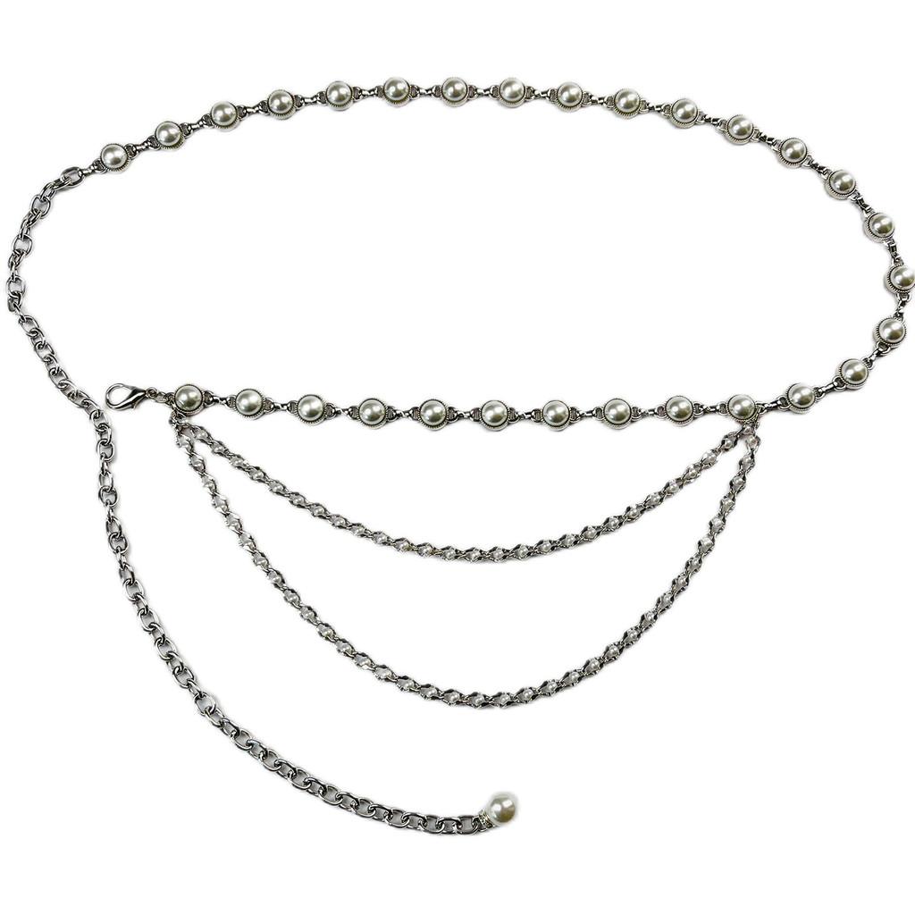 French Pearl Waist Chain For Women Metal Chain Belt Elegant Fashion Accessory Gift For Young Adults