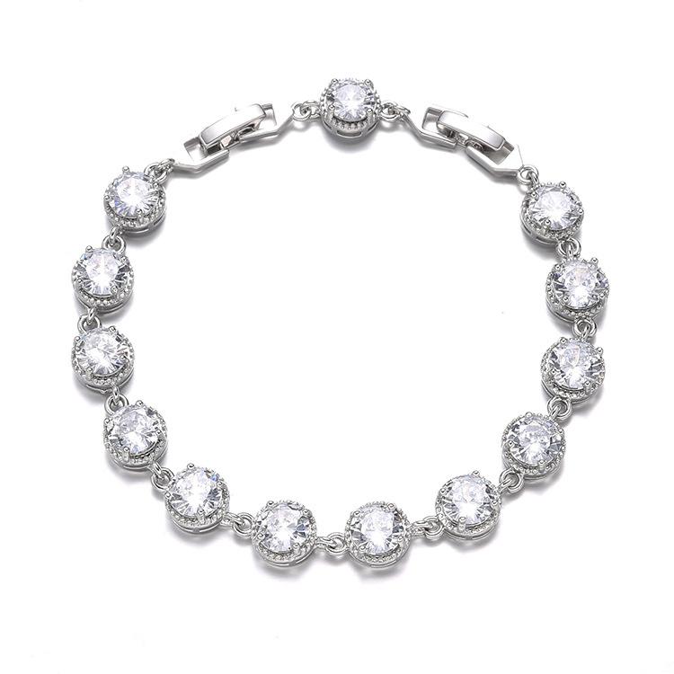 New European and American Round Zircon Bracelet Colored Gemstone Inlay Bracelet Crystal Bracelet for Women Zircon
