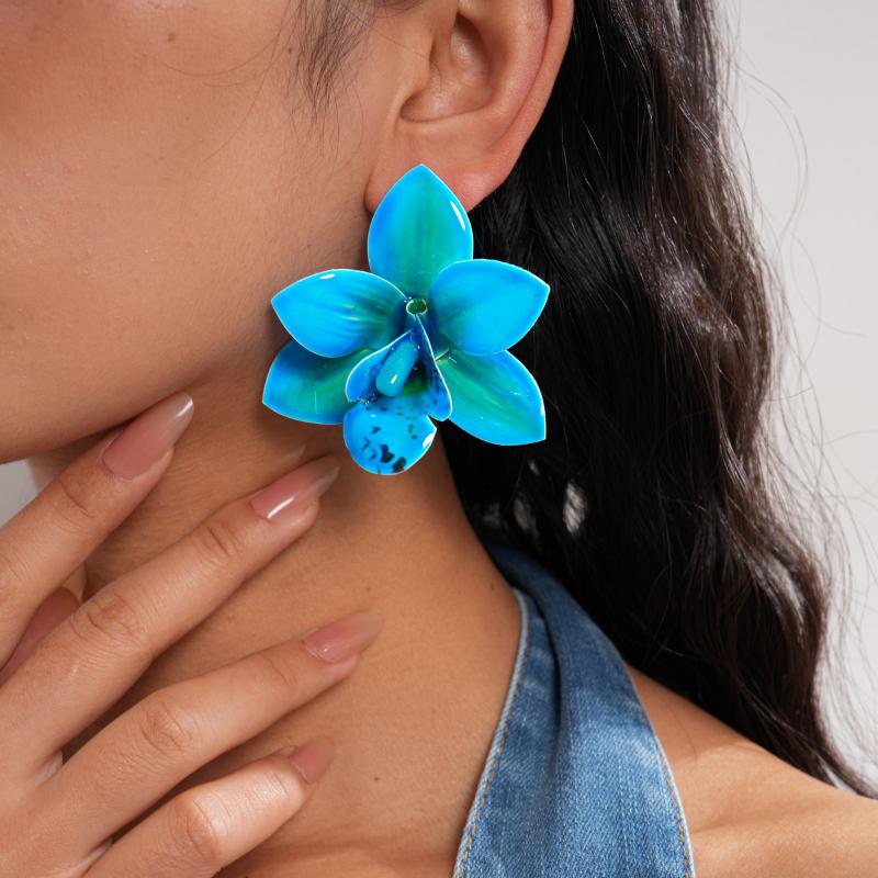 Exaggerated Colorful Large Flower Stud Earrings For Women Boho Petal Earrings Personality Jewelry Accessories Gifts