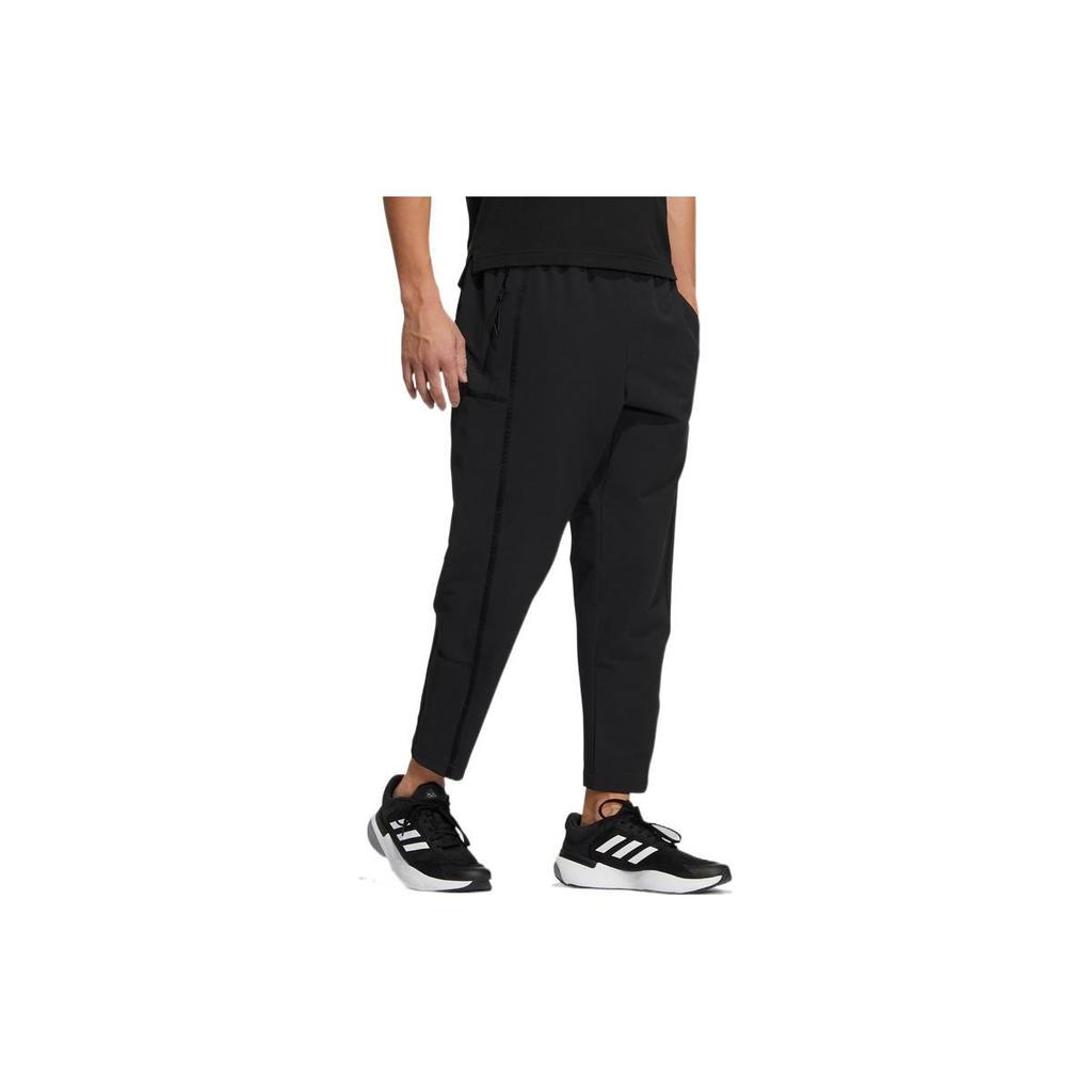 Adidas Knitted Sweatpants Men's Black Moderate Straight Fit Pants HN8961