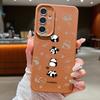 Cute Panda Print Case For Samsung S26 S25 Ultra S24 S23 S22 S21 FE A15 A35 A55 A16 A36 A56 A17 A18 A37 A57 5G Leather Texture Soft Cover