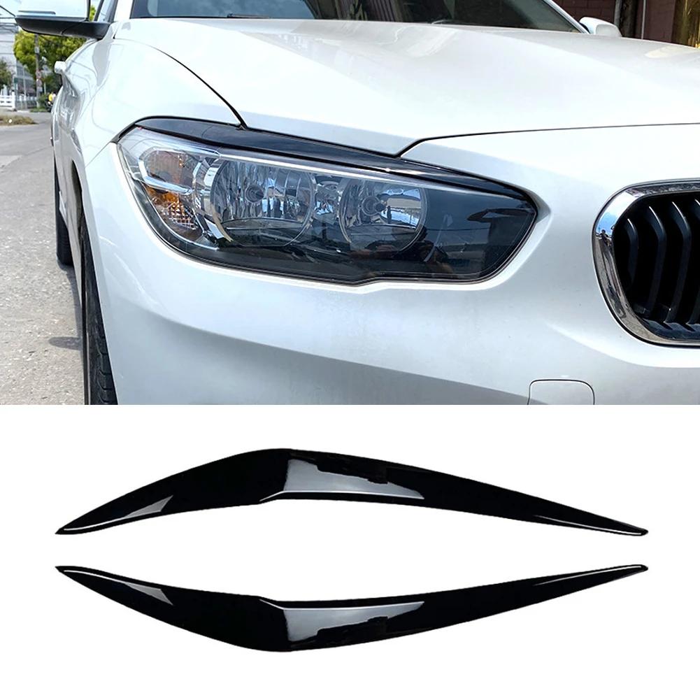 2Pcs Headlight Cover Eyelid Gloss Black Eyebrow For BMW F20 F21 2015-2018 1-Series 116i 118i 120i 125i 128i Hatchback