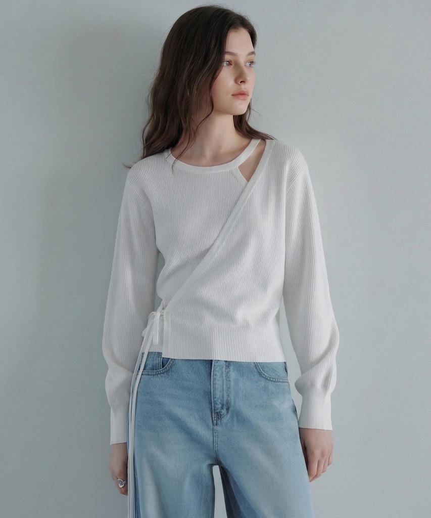 ZEROSTREET [3 Colors] Line Cut-Out Knit