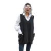 Autumn Winter Pocket Big Swing V-neck Long Vest Sweater Women Loose Vest Outside Wear Sweater Inside