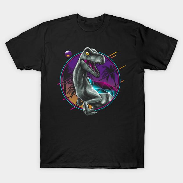 Men Black Print T-shirt Rad Velociraptor No-Cut Transfer Paper Print Cotton Tshirt XL