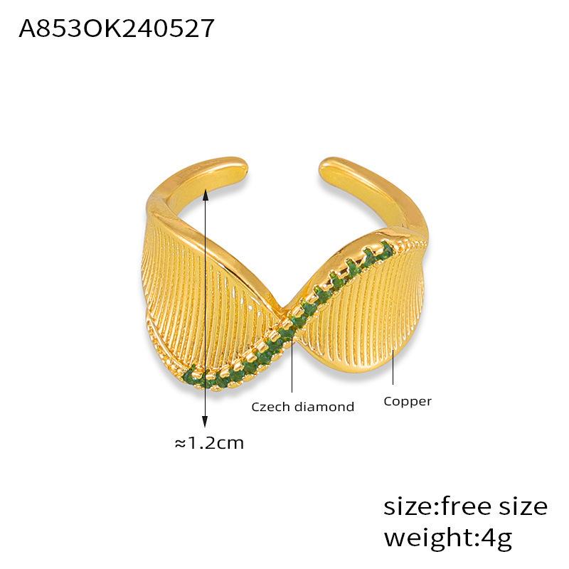 

Кольцо в стиле ретро Niche Simple Light Luxury Diamond Ring Design Sense с медным покрытием из настоящего золота Twist Ring для женщин