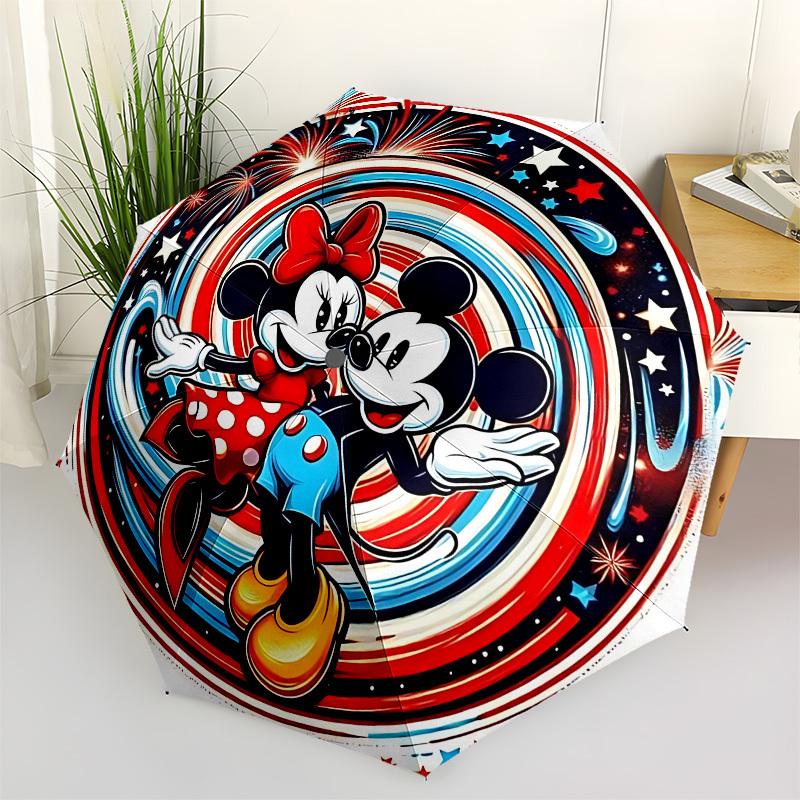 

Mickey Mouse Themed Automatic Opening and Closing Umbrella, Brightly Colored 8-rib Portable Umbrella, Suitable for Men and Women, A Perfect