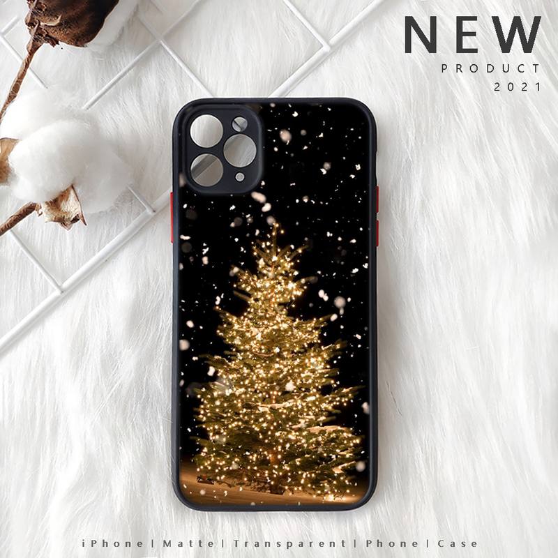 Merry Christmas New Year Tree Phone Case Matte Transparent  For Iphone 7 8 11 12 Plus Mini X Xs Xr Pro Max Cover