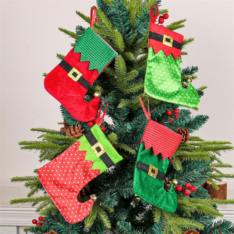Festival Spotted Christmas Stockings Christmas Gathering Essential Stylish Hanging Stockings with Adjustable Belts