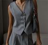 Gilet Moda Coreana Primavera Estate Nuovo Donna Corto Moda Scollo a V Senza Maniche Casual Blazer Gilet Cappotti Top Femminili