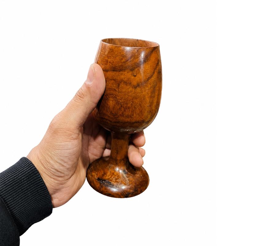 TreegoArt Wooden Wine Drinking Cups Beer Glass Set Wine Glass Tableware Kitchen Tools Bar Accessories Home Decor- 140 ML Each, (Pack Of 2 Pcs)