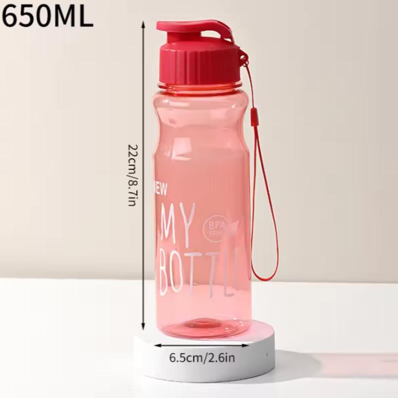 

650ML Transparent&Portable Leak-proof Shaker Sports Water Bottle with Lid For School Gym Travel Girl Boy BPA Free красный