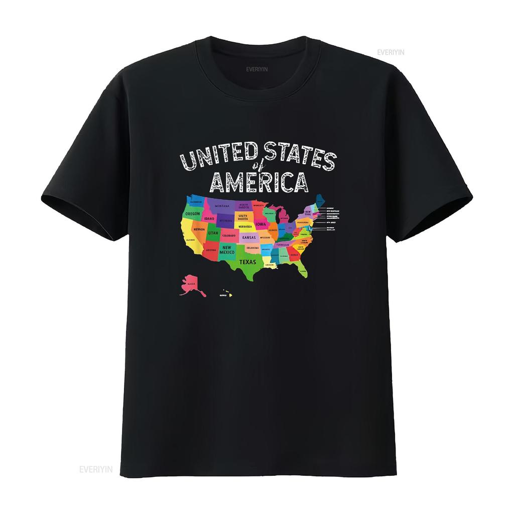 Verenigde Staten Kaart T-shirt USA voor mannen vrouwen kinderen vintage Gewassen designer kleding grafisch Veelzijdig Rekbaar Comfortabel