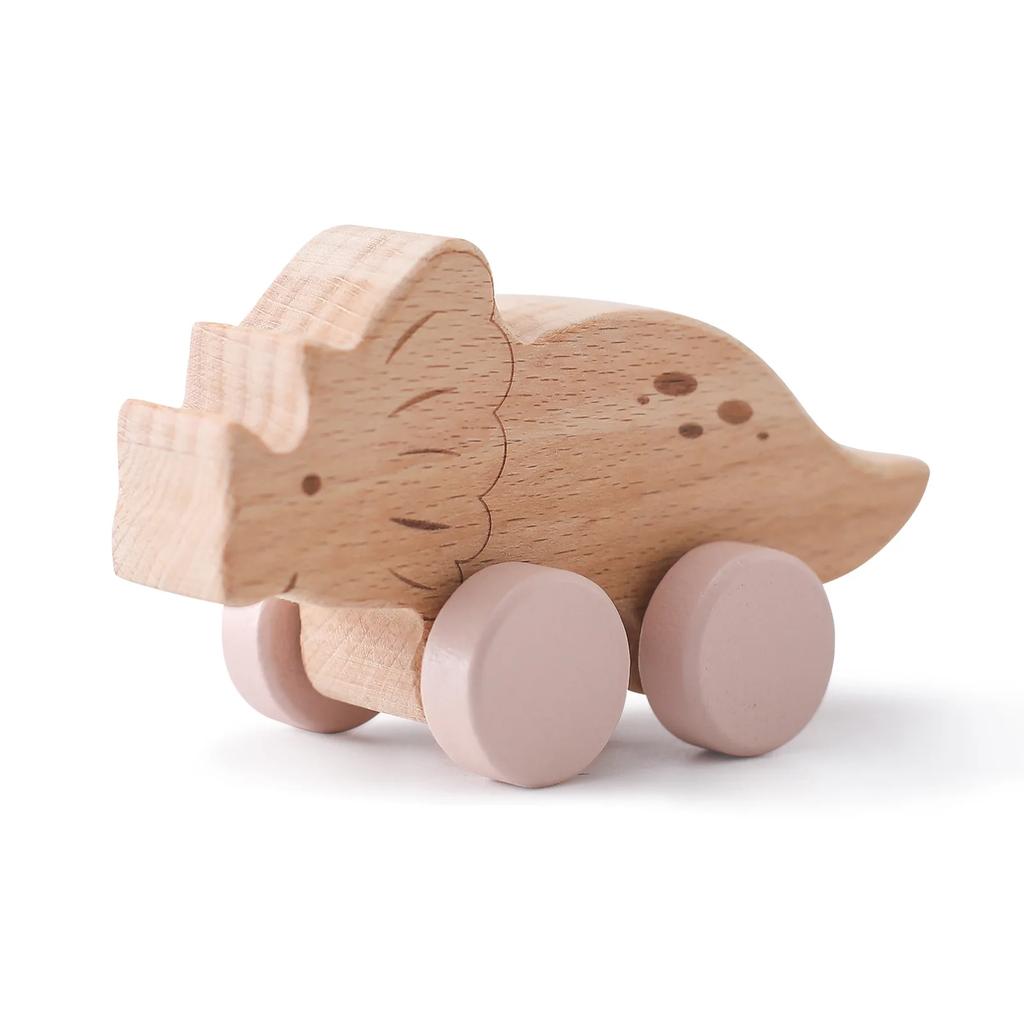 1PC Baby Holz Spielzeug Buche Holz Cartoon Dinosaurier Auto Montessori Pädagogisches Spielzeug Junge Mädchen Baby 0-12 Monate spielzeug Neugeborenen Geschenke