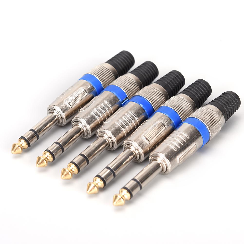5PCS 6.35mm Stereo Connector 6.35mm 1/4" Male Plug to RCA Female Jack Audio Amplifier Microphone Plug Soldering DIY Connector